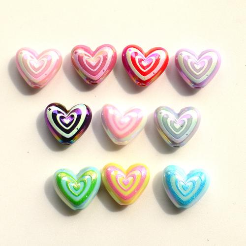 Belagte akryl perler, Heart, du kan DIY, flere farver til valg, 15.20x17x7mm, 50pc'er/Bag, Solgt af Bag