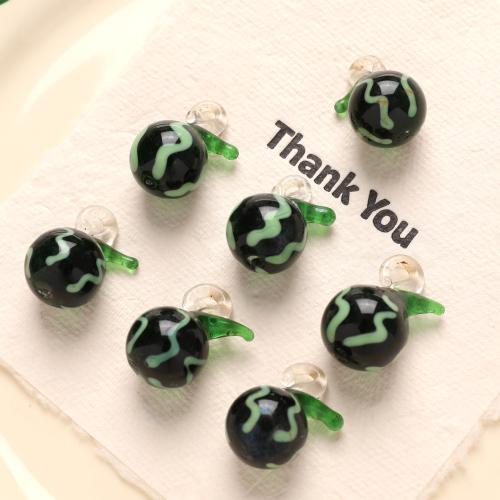 Planten Lampwork Hangers, Glas, Watermeloen, DIY, groen, 23x21mm, 100pC's/Bag, Verkocht door Bag