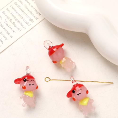 Fashion Lampwork Pendants Pig DIY mixed colors Sold By Bag