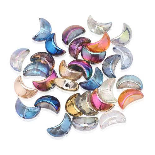 Fashion Glasperler, Glas, Moon, du kan DIY, flere farver til valg, 9x14mm, 30pc'er/Bag, Solgt af Bag