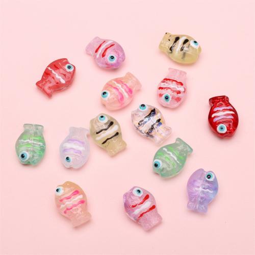 Animal Lampeperler, Lampwork, Fisk, du kan DIY, flere farver til valg, 14x10mm, Solgt af PC