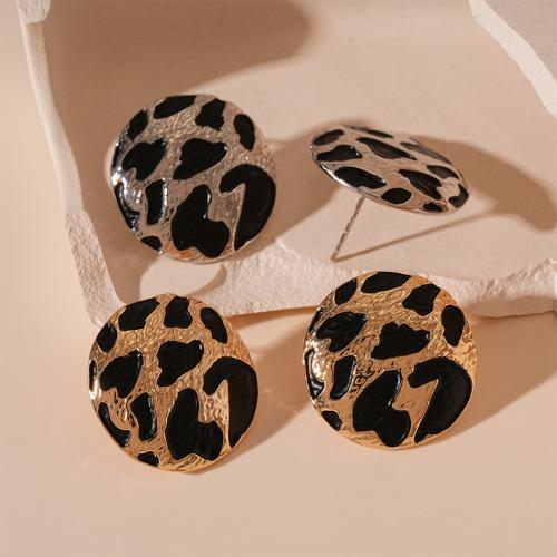 Zinc Alloy Stud Earring Round plated fashion jewelry & for woman & enamel Sold By Pair