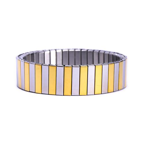 Stainless Steel Jewelry Bracelet 304 Stainless Steel plated elastic & for woman & two tone Sold By PC