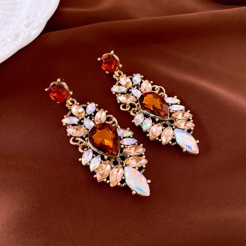 Rhinestone Earring Zinc Alloy fashion jewelry & for woman & with rhinestone multi-colored Sold By Pair