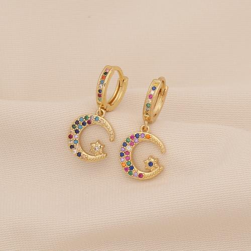 Cubic Zirconia Micro Pave Brass Earring & micro pave cubic zirconia & for woman golden Sold By Pair