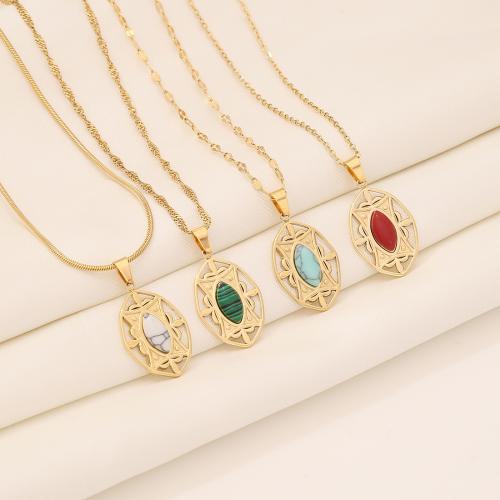 Collar de piedras preciosas joyas, acero inoxidable 304, con Piedra natural, con 5cm extender cadena, chapado, Joyería & diferentes materiales para la opción & para mujer, dorado, longitud 40 cm, Vendido por UD