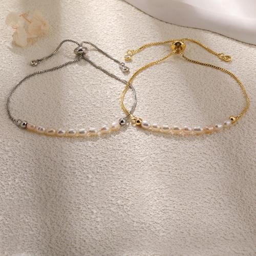 Freshwater Cultured Pearl Bracelet Brass with Freshwater Pearl Vacuum Ion Plating for woman nickel lead & cadmium free Sold By PC