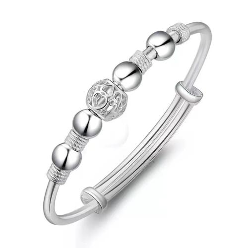 alliage de zinc bracelet ordinaire, Placage de couleur argentée, réglable & styles différents pour le choix & pour femme, Diamètre intérieur:Environ 60mm, Vendu par PC