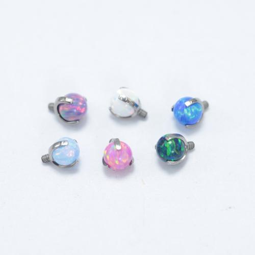 Titanium Alloy Piercing Earring Findings with Opal Unisex Sold By PC