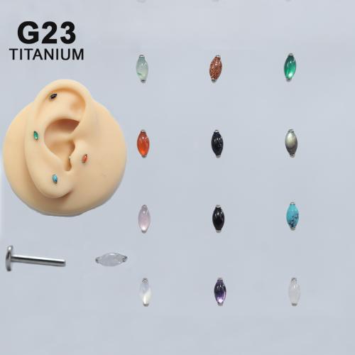 Titanium Alloy piercing náušnice, s Drahokam, Jízda na oko, různé materiály pro výběr & unisex & různé velikosti pro výběr, Prodáno By PC