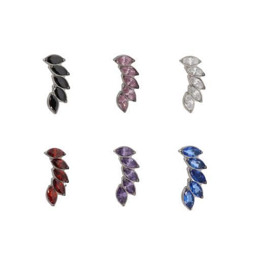 Titanium Alloy Piercing Earring Wing Shape Unisex & micro pave cubic zirconia Sold By PC