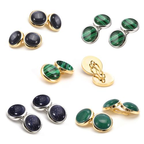 Cufflinks Brass with Gemstone Round plated Unisex Sold By Pair