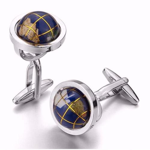 Brass Cufflinks with Resin Globe plated fashion jewelry & for man 20mm Sold By Pair