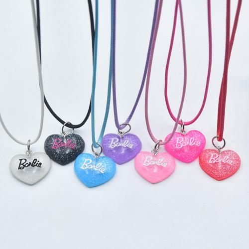 Resin Necklace with Wax Cord with 5cm extender chain Heart fashion jewelry & for woman Length Approx 45 cm Approx Sold By Bag