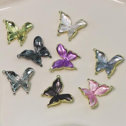 Zinc Alloy Enamel Pendants Butterfly plated DIY nickel lead & cadmium free Sold By PC