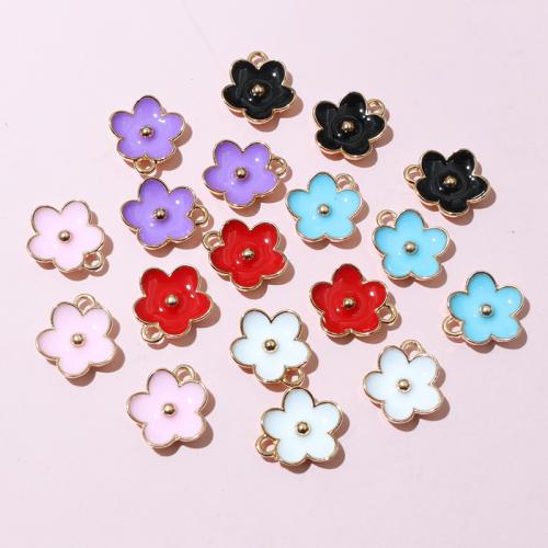 Zinc Alloy Enamel Pendants Flower gold color plated DIY nickel lead & cadmium free Approx Sold By Bag