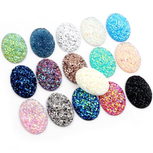 Mode Harpiks Cabochoner, Resin, Oval, du kan DIY, flere farver til valg, 18x25mm, Ca. 100pc'er/Bag, Solgt af Bag