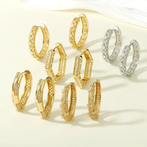 Cubic Zirconia Micro Pave Brass Earring plated & micro pave cubic zirconia & for woman nickel lead & cadmium free Sold By Pair