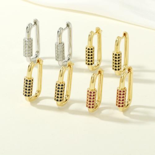 Cúbicos Circonia Pendiente Latón Micro pavimenta, metal, chapado en color dorado, micro arcilla de zirconia cúbica & para mujer, más colores para la opción, libre de níquel, plomo & cadmio, Vendido por Par