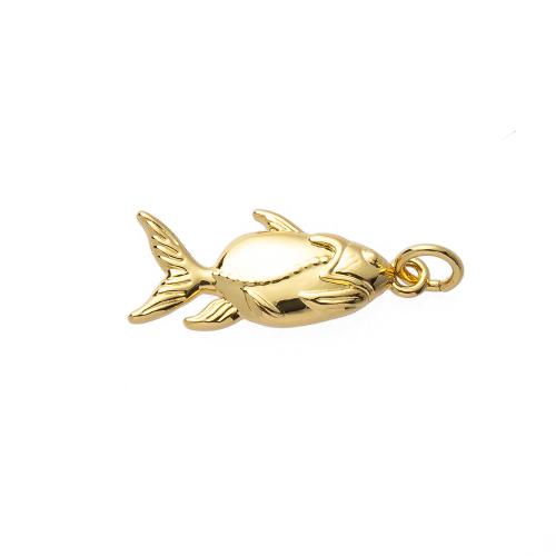 Brass Jewelry Pendants Fish gold color plated DIY nickel lead & cadmium free Sold By PC