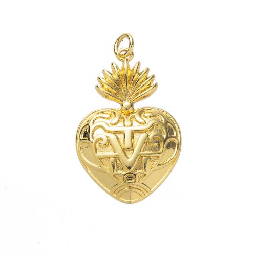 Μενταγιόν Brass Heart, Ορείχαλκος, Καρδιά, χρώμα επίχρυσο, DIY, νικέλιο, μόλυβδο και κάδμιο ελεύθεροι, 20x4x33.80mm, Sold Με PC