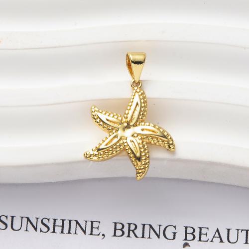 Brass Jewelry Pendants Starfish gold color plated DIY nickel lead & cadmium free Sold By PC