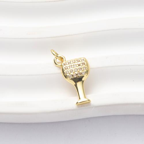 Cubic Zirconia Micro Pave Brass Pendant Cup gold color plated DIY & micro pave cubic zirconia nickel lead & cadmium free Sold By PC