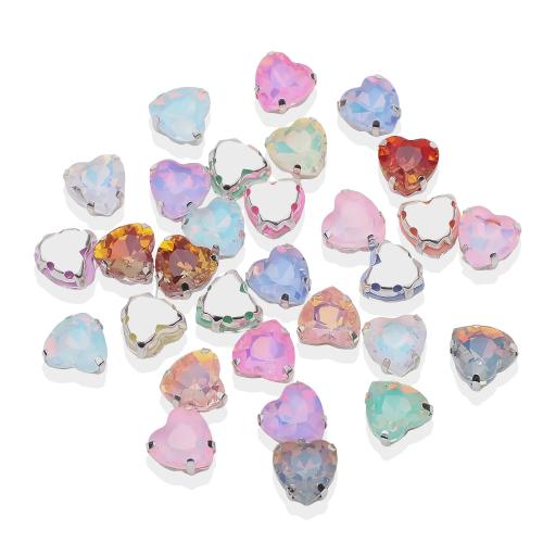 Accessoires pour cheveux résultats bricolage, verre, avec laiton, coeur, DIY, plus de couleurs à choisir, 10x10mm, 20PC/sac, Vendu par sac