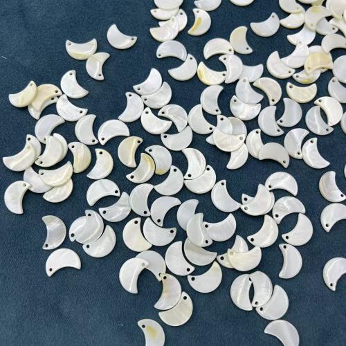 Pingentes de concha, Lua, DIY, branco, 13mm, 100PCs/Bag, vendido por Bag