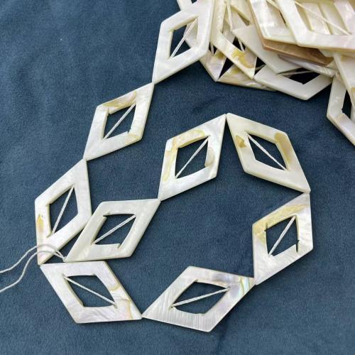 Natuurlijke zoetwaterschelp kralen, Schelp, Rhombus, DIY, gemengde kleuren, 25x45mm, Ca 9pC's/Strand, Verkocht door Strand