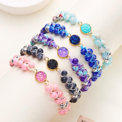 Gemstone Bracelets Nylon Cord with Gemstone & Zinc Alloy fashion jewelry Sold By PC