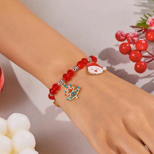 Christmas Holiday Bracelet Crystal with Zinc Alloy fashion jewelry & enamel Sold By PC