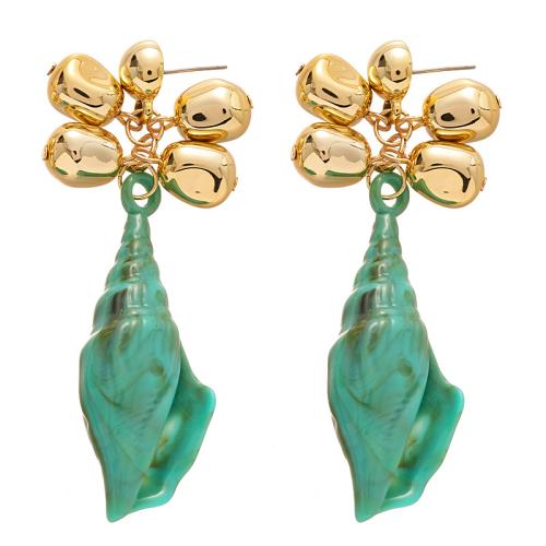 Acryl oorbellen, Zinc Alloy, met Acryl, Schelp, plated, mode sieraden & voor vrouw, groen, Verkocht door pair