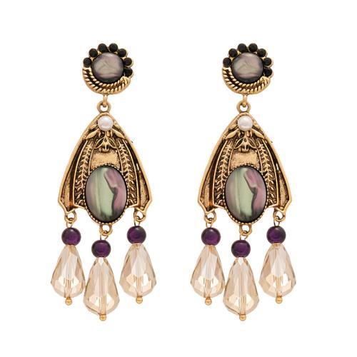 Crystal Earrings Zinc Alloy with Crystal & Plastic Pearl plated fashion jewelry & for woman & with rhinestone golden Sold By Pair