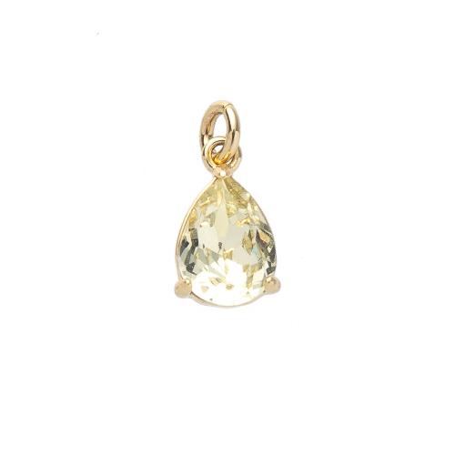 Μενταγιόν Cubic Zirconia (CZ) Brass, Ορείχαλκος, Teardrop, επιχρυσωμένο, DIY & μικρο ανοίξει κυβικά ζιρκονία, περισσότερα χρώματα για την επιλογή, νικέλιο, μόλυβδο και κάδμιο ελεύθεροι, 6x5x13mm, Sold Με PC