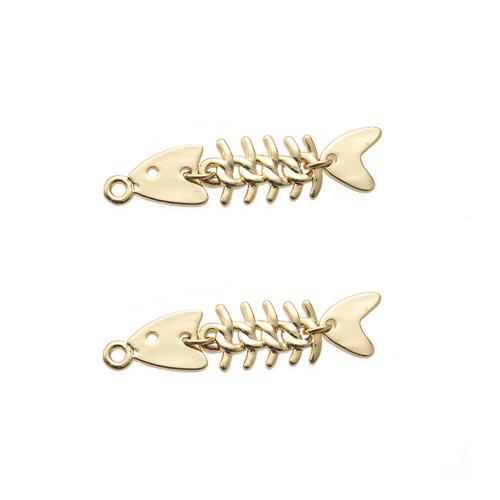 Brass Ékszer Medálok, Sárgaréz, Fish Bone, arany színű aranyozott, DIY, nikkel, ólom és kadmium mentes, 45x2.90x11mm, Által értékesített PC