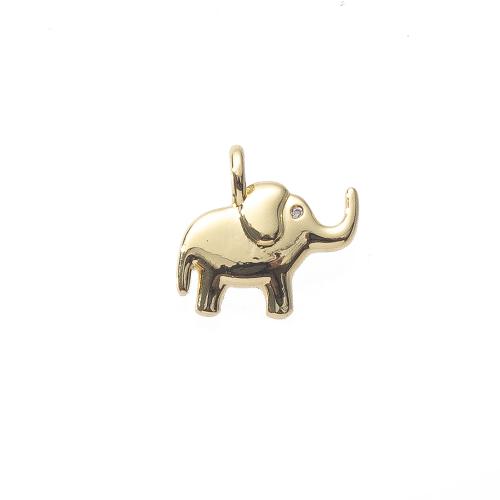 Bijoux pendentifs en laiton, éléphant, Placage de couleur d'or, DIY, protéger l'environnement, sans nickel, plomb et cadmium, 17x5x14mm, Vendu par PC