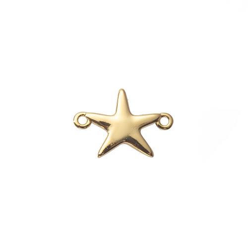 Brass Jewelry Connector Star gold color plated DIY & 1/1 loop nickel lead & cadmium free Sold By PC