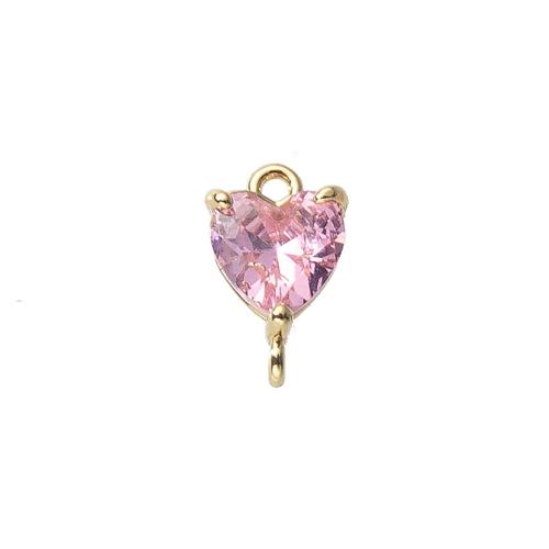 Pendentifs en laiton zircon cubique (CZ), coeur, Placage, DIY & pavé de micro zircon, plus de couleurs à choisir, protéger l'environnement, sans nickel, plomb et cadmium, 6x4x10mm, Vendu par PC