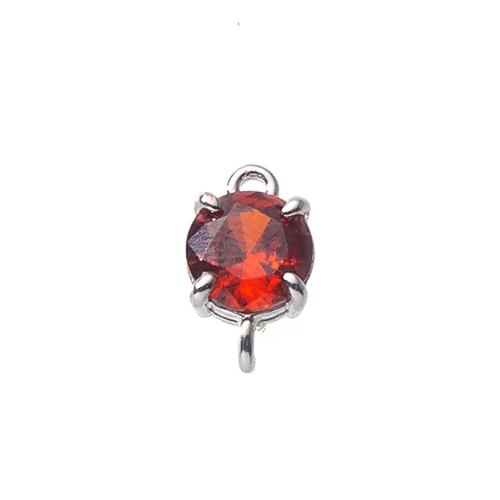 Pendenti di ottone di Cubic Zirconia (CZ), Cerchio, placcato, DIY & Micro spianare cubic zirconia, nessuno, assenza di nichel,piombo&cadmio, 6x3x10mm, Venduto da PC