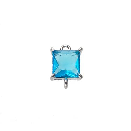 Cubic Zirconia (CZ) Messing Vedhæng, Square, forgyldt, du kan DIY & Micro Pave cubic zirconia, flere farver til valg, nikkel, bly & cadmium fri, 7x3x10mm, Solgt af PC