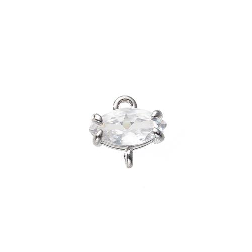 Pendenti di ottone di Cubic Zirconia (CZ), placcato, DIY & Micro spianare cubic zirconia, nessuno, assenza di nichel,piombo&cadmio, 8x4x7mm, Venduto da PC