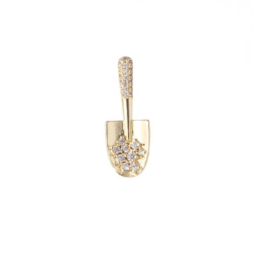 Cubic Zirconia Micro Pave Brass Pendant Shovel gold color plated DIY & micro pave cubic zirconia nickel lead & cadmium free Sold By PC