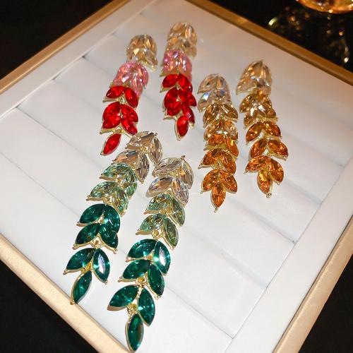 Rhinestone Earring Zinc Alloy Wheat fashion jewelry & for woman & with rhinestone Sold By Pair