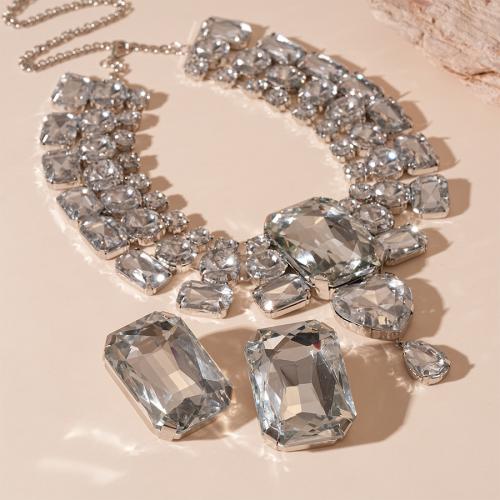 Rhinestone Jewelry Sets Brass & for woman & with rhinestone Sold By PC