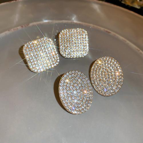 Lo zinco in lega Stud Earring, lega in zinco, stili diversi per la scelta & per la donna & con strass, dorato, Venduto da coppia