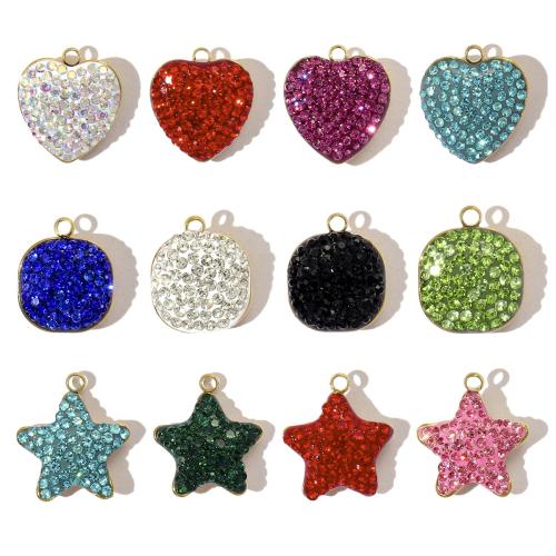 Stainless Steel Pendants 304 Stainless Steel Vacuum Ion Plating & DIY & with rhinestone Sold By Bag