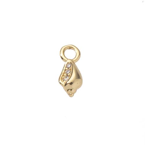 Cilindrata Zircone micro pavimenta il pendente di ottone, Lumaca di mare, placcato color oro, DIY & Micro spianare cubic zirconia, assenza di nichel,piombo&cadmio, 4x3x11mm, Venduto da PC