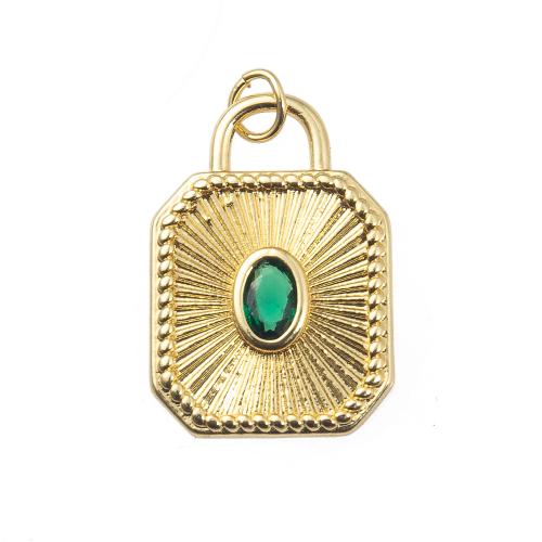 Cubique Pendentif en laiton zircon pavent, cadre, Placage de couleur d'or, DIY & pavé de micro zircon, protéger l'environnement, sans nickel, plomb et cadmium, 17x3.60x27mm, Vendu par PC