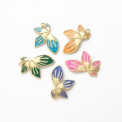 Brass Jewelry Pendants Leaf gold color plated DIY & enamel nickel lead & cadmium free Sold By PC